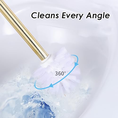 Toilet Brush and Holder Set - Toilet Bowl Brush and Holder with Sturdy Bristles Bathroom Accessories Toilet Cleaner Brush for Bathroom (White) - color: White