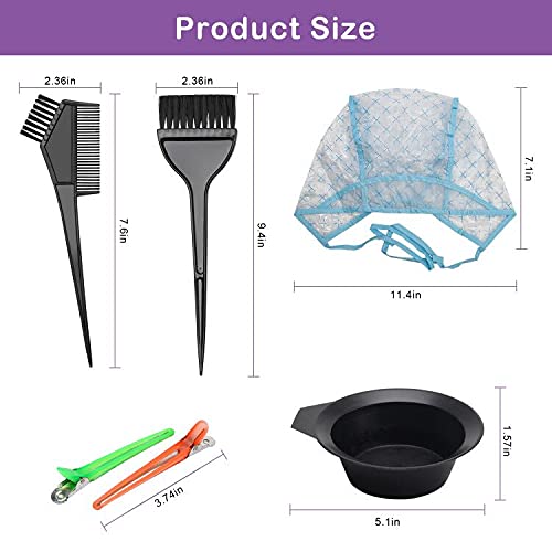 AHIER 23 Pack Hair Coloring Kit, Include Hair Dye Brush and Bowl Set, Highlight Cap Kit, Ear Cover, Gloves, Shawl, Shower Cap for DIY Salon Coloring Tools