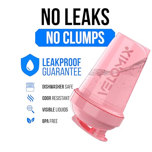 VELOMIX -2 Pack- 20 oz Protein Shaker Bottles for Protein Mixes - 2x Wire Whisk | Leak Proof Shaker Cups for Protein Shakes and Pre Workout | Protein Shaker Bottle Pack (A7) Pink/Black - color: A7) Pink / Black