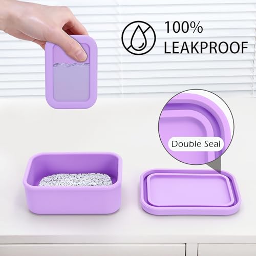 AIDIMMING Leak Proof Silicone Travel Soap Case with Drain Pad, Compact Bar Soap Container with Lid, Portable Soap Holder for Standard Bar Soap & Handmade Soap, Travel Camping Gym (Light Purple) - color: Light Purple