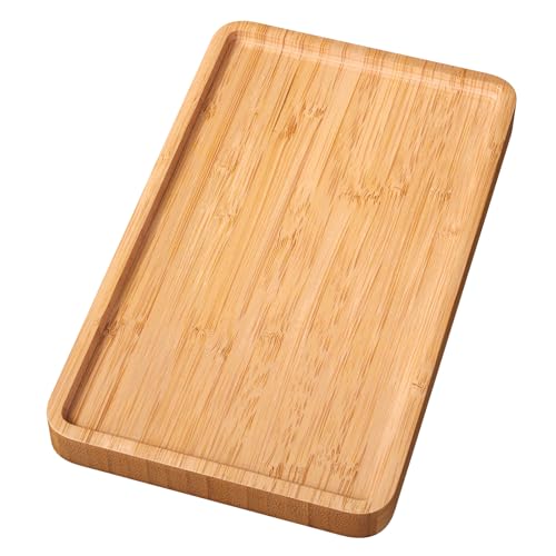 VERTORGAN Bamboo Serving Tray,9.8x5.9 Inch Decorative Trays Platter for Coffee Table,Living Room,Bar,Party,Mini Charcuterie Boards Cheese Board,Home Decor（Natural） - color: Natural, size: 9.8" x 5.9" x 0.6"
