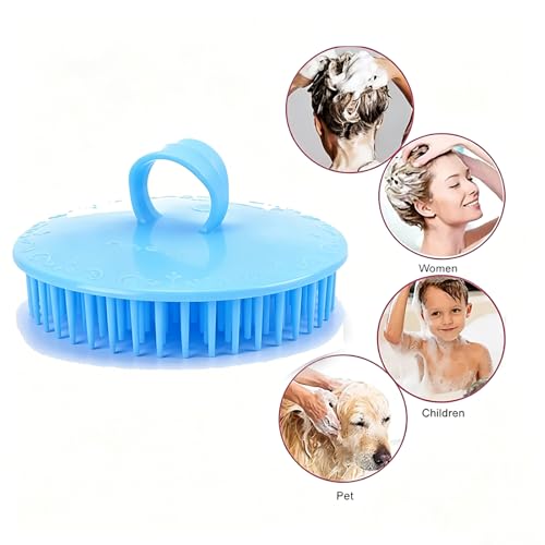 2 Pack Hair Scalp Massager Shampoo Brush Shower Head Scrubber Cleanser Massage Comb for Hair Growth Ease Dandruff Removal and Head Relaxation for Women and Men or Pets (Blue)