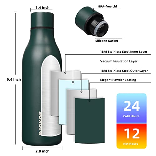 BJPKPK Insulated Water Bottles, 18 oz Stainless Steel Metal Water Bottle with Strap, BPA Free Leak Proof Jugs, Mugs, Flasks, Reusable Thermal Flasks for Sports & Travel, Army Green - color: Army Green, size: 18 Ounces, style: 18oz
