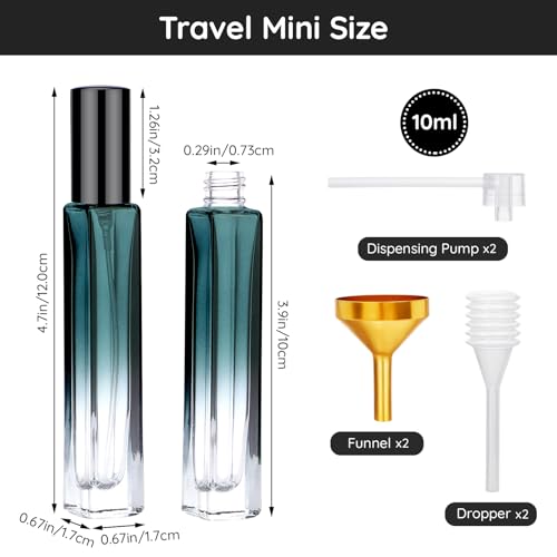 Segbeauty 10pcs 0.34oz Green Glass Perfume Bottle Set, 10ML Perfume Travel Refillable, Empty Cologne Atomizer Sprayer for Cologne Dispenser, Travel Sample Bottles Fragrance Making Kit Refill Tool - color: Green, style: Bulk Mini Bottles