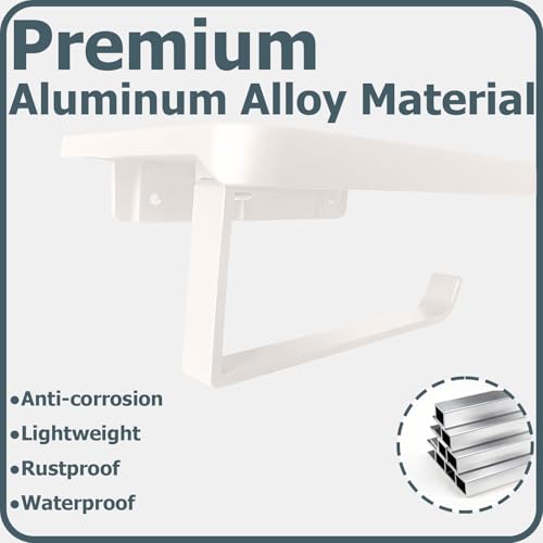 Cream White Toilet Paper Holder with Shelf, Premium Thicken Aluminum Alloy, Self Adhesive Toilet Tissue Roll Holder Wall Mount for Bathroom, Washroom, Kitchen, RV with Cell Phone Storage - color: Cream White