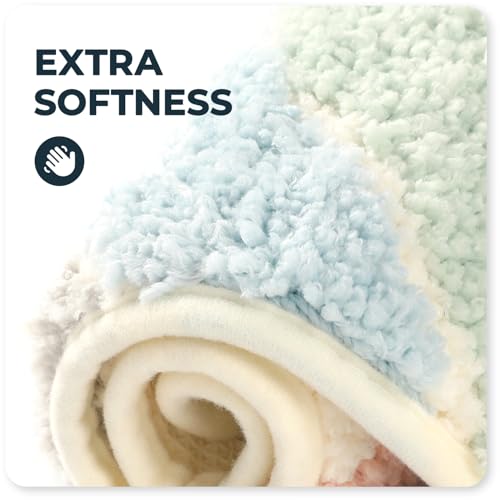 Cute Toilet Rug U Shaped, Microfiber Bathroom Toilet Rugs Non Slip Bath Mat Toliet Rug Machine Washable Absorbent Bathroom Rugs 20 x 22 Inches, Rainbow - color: Rainbow
