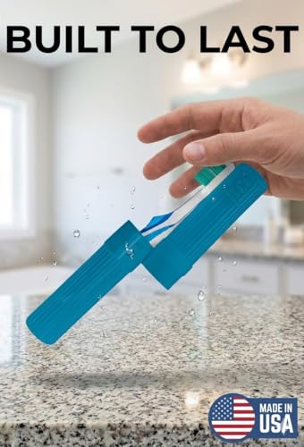 American Comb Toothbrush Holder - Blue, Made in USA, with Ventilation Holes, for Toothbrush Covers, Toothbrush Holder, Toothbrush Soft, Durable Design, Hygienic Bathroom Accessory - color: Blue