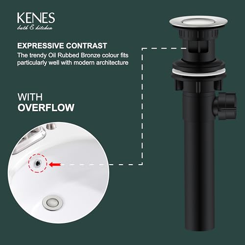 KENES Bathroom Sink Drain Stopper Assembly with Lift Rod, Brushed Nickel Sink Drain with Overflow, Lavatory Pop Up Drain Assembly for Bathroom Vanity Sink, LJ-P701 - color: Brushed Nickel, size: Small Pop up Cap (With Overflow)
