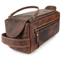 Premium Handmade Genuine Leather Toiletry Bag for Men & Women, Dopp Kit & Shaving Travel Organizer, Cosmetic Wash Bag with Zipper Pocket Travel Pouch, Gift for Him & Her - Dark Brown - color: Dark Brown (Large)