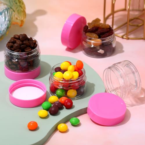 Patelai 4 Pieces Round Wide-mouth Leak Proof Plastic Container Jars with Lids for Travel Storage Makeup Beauty Products Face Creams Oils Salves Ointments DIY Making(1 Ounce,Pink) - color: Pink, size: 1 Ounce