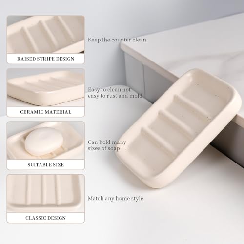 BosilunLife Apricot Bathroom Accessories Set - Ceramic Bathroom Accessories Sets Complete Foaming Soap Dispenser and Toothbrush Holder Set, Soap Dish, Qtip & Cotton Ball Holder Modern Bathroom Set - color: Smooth-apricot-foam