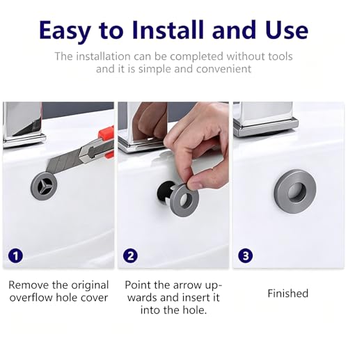 Basin Sink Overflow Ring Metal Sink Trim Overflow Cover Hole Insert Cap for Bathroom Kitchen Ceramic Sinks (Gray) - color: Gray