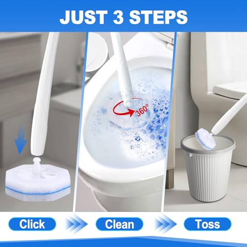 100 Count Disposable Toilet Brush,Toilet Cleaner Wand Refills Compatible with Most Toilet Brushes- No Falling Apart, Fresh Fragrance，4X Cleaning Power，Bathroom Cleaning. - size: 1 Count (Pack of 100)