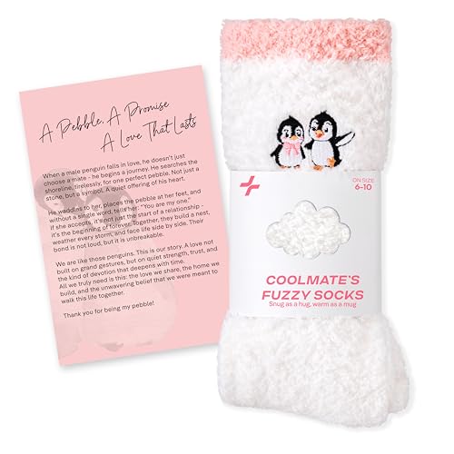 CoolMate Cozy Soft Cloud Socks, Fuzzy Socks for Women - color: D.06 - Embroidered Penguin