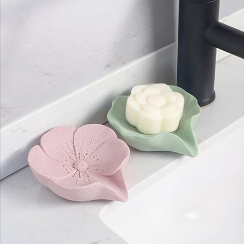 Soap Dish Soap Holder Self-Draining Soap Dish, Resin Bar Soap Holder, Ginkgo Leaf Shape Soap Tray Soap Saver for Bathroom,Kitchen,Sink,Bathtub, Easy Cleaning and Keep Dry - color: Ginkgo Leaf