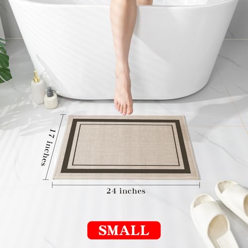 chakme Bathroom Rugs Mat 24x17, Ultra Thin Non Slip Bath Mat Small Quick Dry Absorbent Bath Mat for Bathroom, (Light Beige, 24"x17") - color: Light Beige, size: Small (24" x 17")