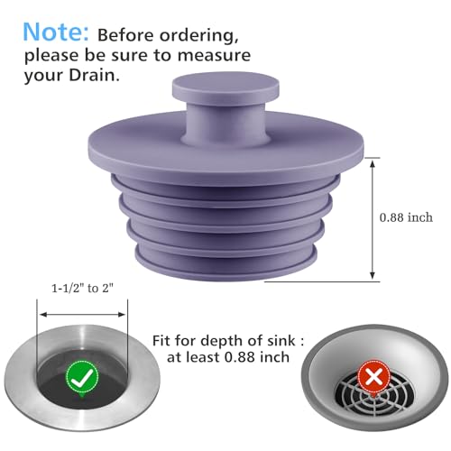 Aluvor Bathtub Stopper Drain Plug Bathroom Tub Plug Sink Stopper 2pcs | Silicone Bathtub Drain Plug Tub Drain Stopper Washbasin Stopper - color: Purple, size: Large