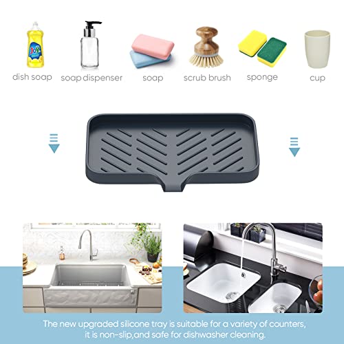 Kitchen Soap Tray,Kitchen Sink Tray Sponge Tray Kitchen Sponge Holder Self Draining Premium Silicone Soap Holder for Bathroom Kitchen Counter Sink Caddy Organizer for Dish Soap Bottle,Soap Dispenser - color: Trbk