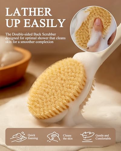 Shower Brush for Massage Dry Brushing: Back Scrubber for Shower with 18.1 in Anti Slip Long Handle - Bath Body Brush for Lymphatic Drainage, Exfoliator Improving Skin Health for Women Men Elderly Blue - size: Long Handle 18.1 in-Light Blue