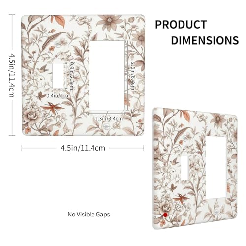 Light Switch Cover Plate Boho Floral Beige Flower And Leaf Botanical 2 Gang Combo Wall Plates Toggle Rocker Decorative Switch Plates and Outlet Covers for Bathroom Bedroom Decor - color: Boho Floral Beige Flower And Leaf Botanical, size: 1 Toggle 1 Rocker