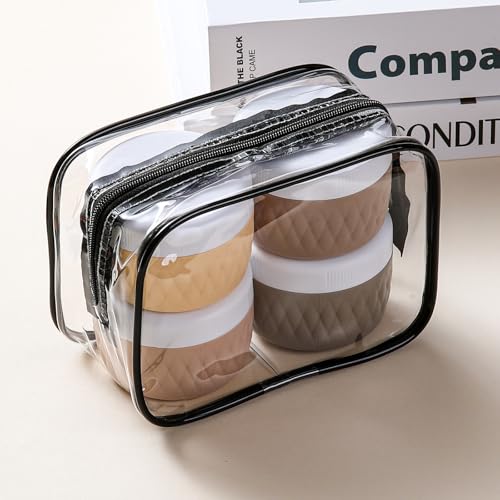 Kuangre Travel Containers for Toiletries, Silicone Cream Jars BPA-Free, TSA Approved 3oz Travel Size Containers, Leak-proof Silicone Jars with Lid for Cosmetic Face Hand Body Cream (4 Pack) - color: Apricot, size: 3 Ounces
