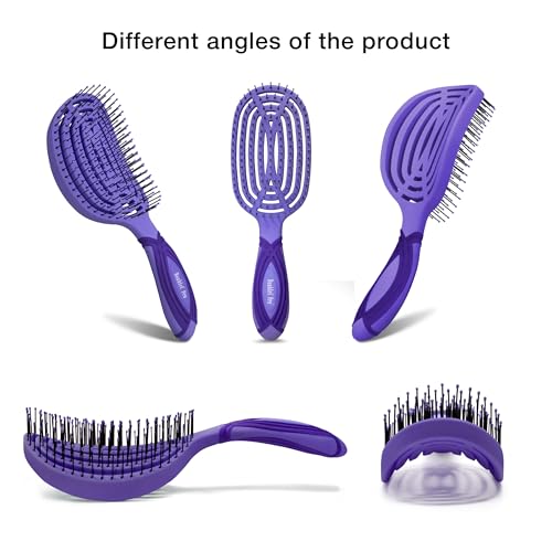 NuWay® DoubleC® Pro Professional Detangling Hair Brush – Patented Double Curve Scalp Care Brush for Gentle Detangling, Blow-Dry Styling & Wet or Dry Hair (Hyacinth) - color: Hyacinth