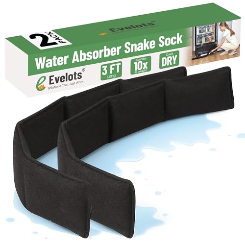 Evelots Water Absorber Snake Sock -2 Pack-Reusable Water Barrier - Absorbs 10 Times its Weight-Great for Leaks & Spills from Doors, Windows, Water Tank, Heavy Rain, Shower Tub-3 Feet Long - size: Pack of 2