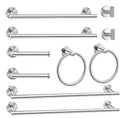10Pcs Bath Tower Set, Includes 23.6 inch & 16 inch Towel Bars, Hooks, Rings & Toilet Paper Holder - Brushed Nickel - color: Brushed Silver, size: 24-16inch