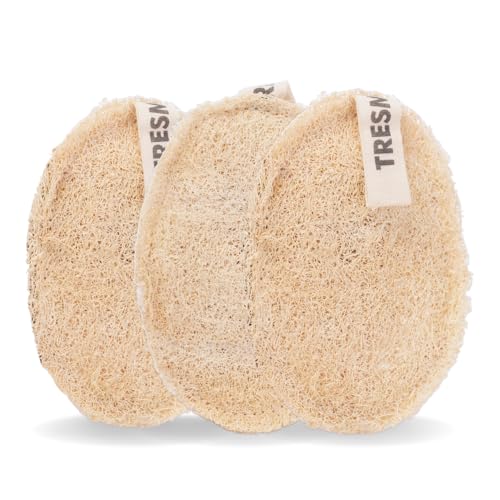Natural Loofah Body Sponge, Plant-Based Exfoliating Scrubber for Men & Women, Organic Loofahs for Deep Cleansing & Skin Smoothing (3 Pack)