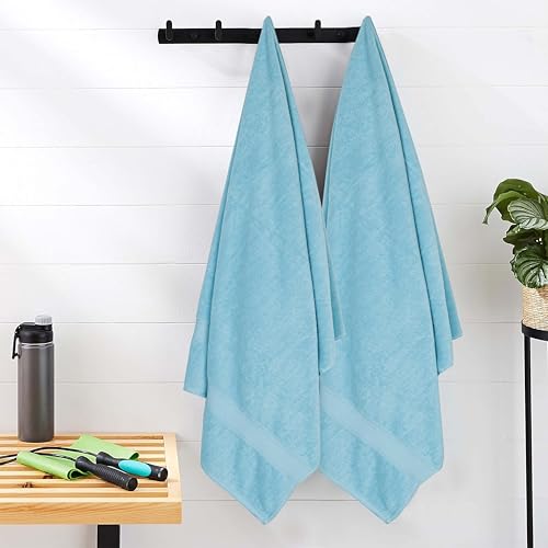 HILLFAIR 600 GSM- 40 x 80 Inches- 100% Cotton 2 Pc XXL Oversized Bath Towel Set- Soft Highly Absorbent Jumbo Bath Sheets Towels Sets- Quick Dry Oversized Bath Towel Sets For Hotel Spa Pool- OCEAN BLUE - color: Ocean Blue, size: 2 Pc XXl Oversized Towel Se