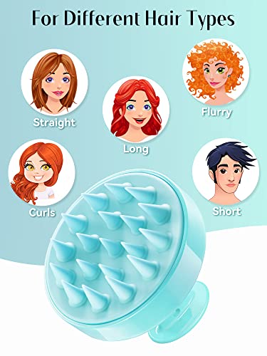 HEETA Scalp Massager Hair Growth, Soft Silicone Scalp Scrubber Shampoo Brush for Exfoliation, Dandruff Removal Head Massage Stress Relax, Wet & Dry Use for Thick Thin Curly Hair Care, Green - color: 02-green