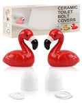 Ceramic Flamingo Toilet Bolt Covers Decorative, Red Bathroom Decor, 2 Pack | Bolt Hole 1.18'', Covers Unsightly Toilet Bolts, Bathrooms Screw Covers, Gifts for Women - style: Red Flamingo