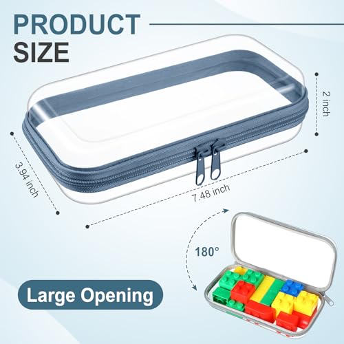 Hoolerry 4 Pcs Hard Clear Zipper Case Makeup Bags Plastic Zipper Pouch Transparent Storage Box Containers for Cosmetics, Snacks, Building Blocks, Puzzles(Clear,7.5 x 3.9 x 2 in,Morandi) - color: Morandi, size: 7.5 x 3.9 x 2 in