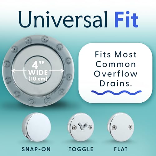 SlipX Solutions Bottomless Bath Overflow Drain Cover for Tub, Adds Inches of Water to Bathtub for a Warmer Deeper Bath, Spa Accessories, Drain Block, Water Stopper Plug (4 inch Inner Diameter, Gray) - color: Gray