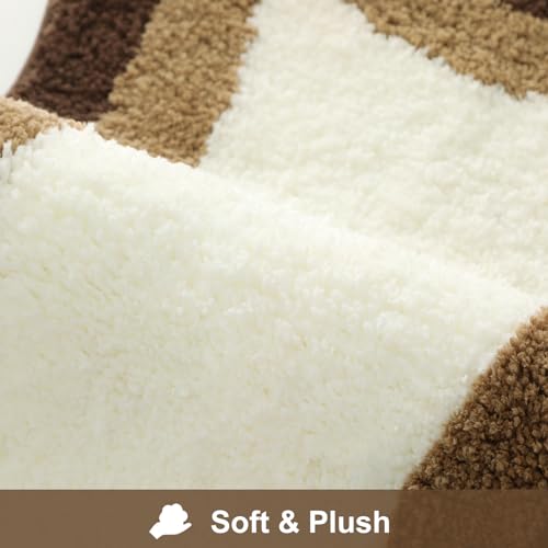 HAOCOO Bathroom Rugs Non Slip Washable, 18x25 inch Extra Soft Small Bath Mat, Microfiber Absorbent Cute Bath Mat Floor Carpet for Bathroom Indoor Door Mat Sink Tub Shower - color: Brown, size: 18x25 inch (Irregular)
