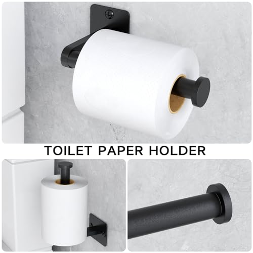 KLJKPA 4-Piece Bathroom Hardware Set, 32 inch Bathroom Towel Holder | Black Bathroom Accessories Set, Towel Racks for Bathroom, Robe Towel Hooks, Toilet Paper Holder Wall Mounted - color: Black (4 Piece), size: 32 inch