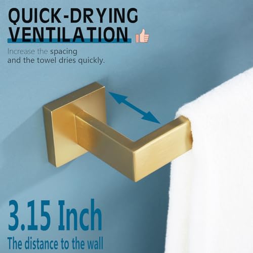 KOKOSIRI Bath Towel Bar Kitchen Dish Cloths Hanger 16 Inch Hand Towel Holder Stainless Steel Wall Mounted, Brushed Gold, B4003BG-L16 - color: Brushed Gold, size: 16-Inch