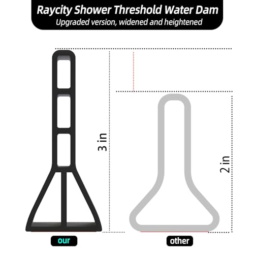 Raycity 3" High Shower Threshold Water Dam 118 IN Collapsible Shower Water Splash Guard for Curbless Shower Threshold Barrier Water Stopper for Wet and Dry Separation Bathroom and Kitchen (Black) - color: Black, style: 118 inch