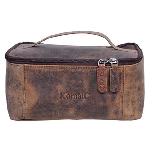 KomalC Leather Toiletry Bag For Men & Women, Handcrafted Travel Kit, Water-Resistant Shaving Bag For Men Travel, Premium Rustic Toiletry Pouch with Zipper Closure (1 Zip Hunter) - style: 1 Zip Hunter