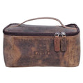 KomalC Leather Toiletry Bag For Men & Women, Handcrafted Travel Kit, Water-Resistant Shaving Bag For Men Travel, Premium Rustic Toiletry Pouch with Zipper Closure (1 Zip Hunter) - style: 1 Zip Hunter
