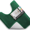 Clara Clark Bathroom Rugs, Velvet Memory Foam Bath Mat, Non-Slip, Machine Washable Bath Rugs - Dries Quickly, Ultra Soft Plush Bath Mats for Bathroom, 20 x 24, Hunter Green - color: Hunter Green, style: Contour