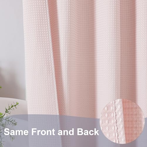 OWENIE Blush Shower Curtain, Stall Small Waffle Weave Heavy Fabric Shower Curtains for Narrow Size Bathroom, Waterproof Soft Hotel Spa Luxury Bath Curtain Set, Machine Washable, Blush, 36x72 Inch - color: Blush, size: 36"W x 72"L (Pack of 1)