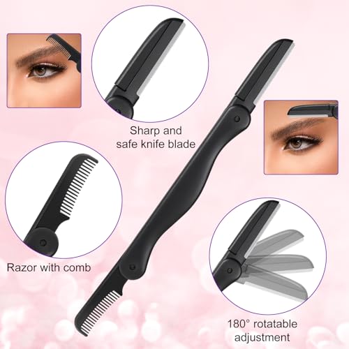 Eyebrows Razor, 5-in-1 Eyebrow Set, Eyebrows Trimmer Kit, Professional Eyebrow Grooming Set Including Comb Tweezers, Scissors, Brow Razors, Brush for Women and Men