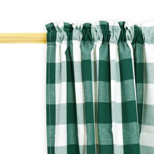 3 Pieces Tier Curtains and Valance Set Buffalo Check Kitchen Tiers Plaid Gingham Rod Pocket Classic Short Small Cafe Curtains Country Farmhouse Cafe Bathroom 54"x18"/27"x24" Dark Green & White - color: Plaids Dark Green&white, size: 27"W x 24"L (Pack of 3