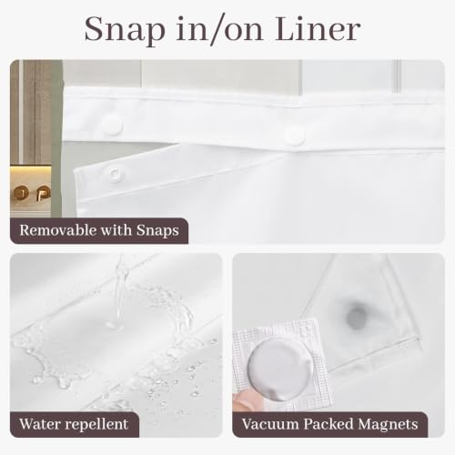 Yiatn No Hook Ombre Sage Green Shower Curtain with Snap in Fabric Liner Set - Hotel Style with See Through Mesh Top Window, 71x74 INCH - color: Ombre Sage Green, size: 71"W x 74"L (Pack of 1)