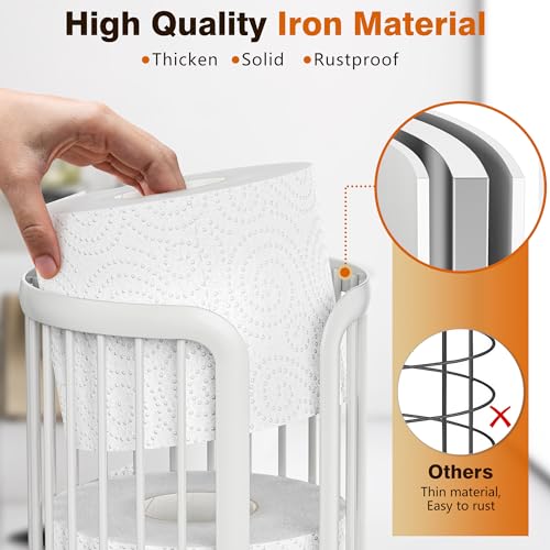 Toilet Paper Holder Stand, Freestanding Toilet Paper Storage,White | Waterproof Raised Feet,Rustproof,Fit 3 Mega Rolls,No Drilling No Assemble,Minimalistic Storage,Space-saving Renter Friendly - color: White, size: 1 Pack