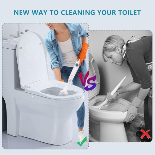 Electric Toilet Brush and Holder Set, Hillyfe Motorized Toilet Brush with 15 Disposable Refill Heads, Hard Nylon Brush 360 Degree Cleaning, Rechargeable - style: Electric Toilet Brush and Holder Set