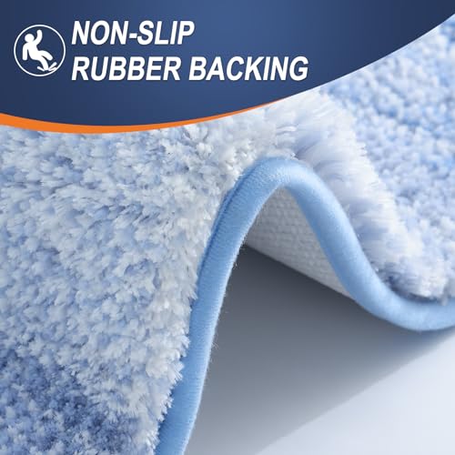 OLANLY Bathroom Rug Set 2 Piece, Soft Absorbent Microfiber Bath Mats and U-Shaped Contour Toilet Rug, Non-Slip, Machine Wash Dry, Plush Shaggy Bath Mats for Bathroom (24"x16"+24"x20", Light Blue) - color: Light Blue, size: 24" X 16" + U24" X 20"
