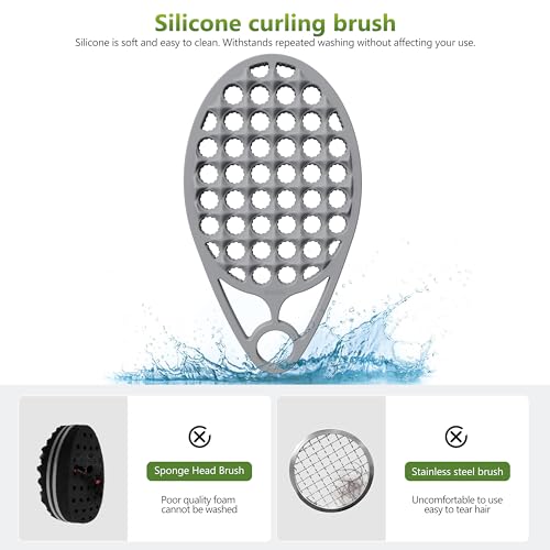 KOUPA Silicone Afro Twist Brush with Pick Comb - Easy Clean Dual-Sided Design with Textured Holes for Defined Afro Curls, Suitable for Coily Hair Men & Women, Grey - color: Gray