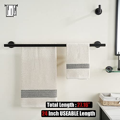 JQK Bathroom Hardware Set Oil Rubbed Bronze, 5-Piece Bath Accessories Set Wall Mount Includes 24 in Towel Bar, 9 in HT Bar, TP Holder, Towel Hook x 2, BAS105-ORB - color: Oil Rubbed Bronze